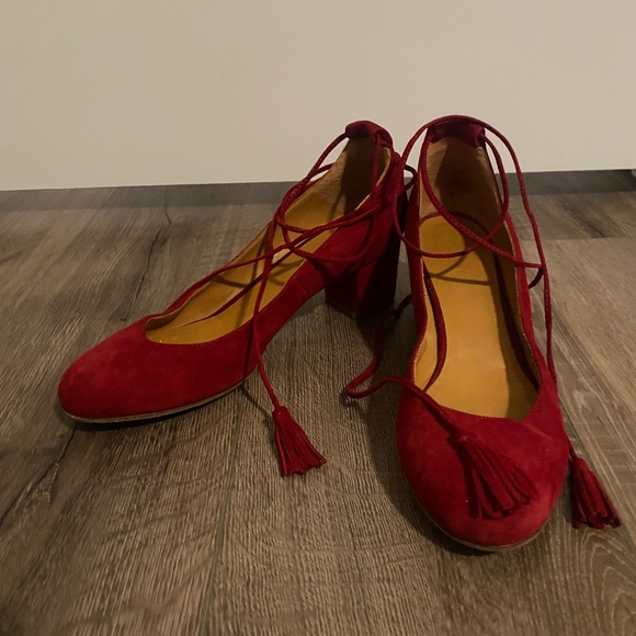 Sézane Valentina Babies in Crimson Suede- size 7.5/38 - Picture 2 of 10